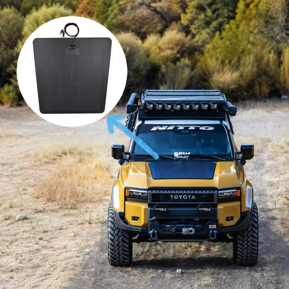 Toyota Land Cruiser hood solar panel